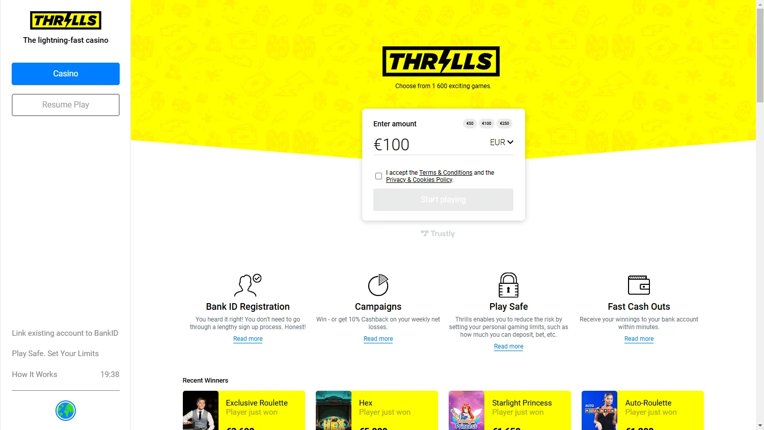 Thrills homepage